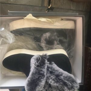 J/SLIDES Tan and Pink Boots